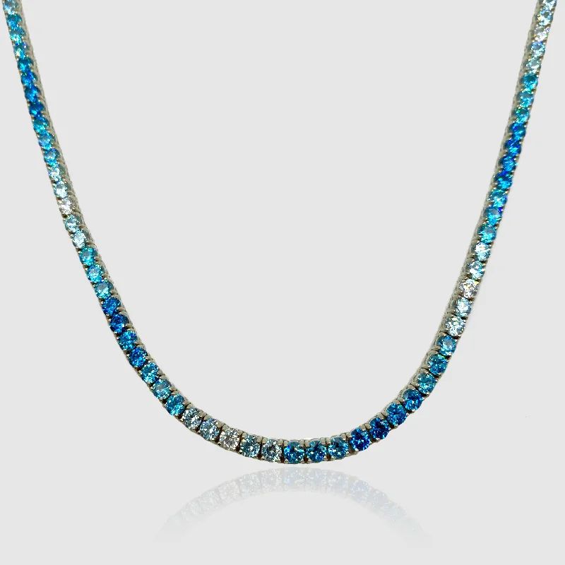 adjustable flame necklace-Blue Tennis Chain (Silver) 3mm