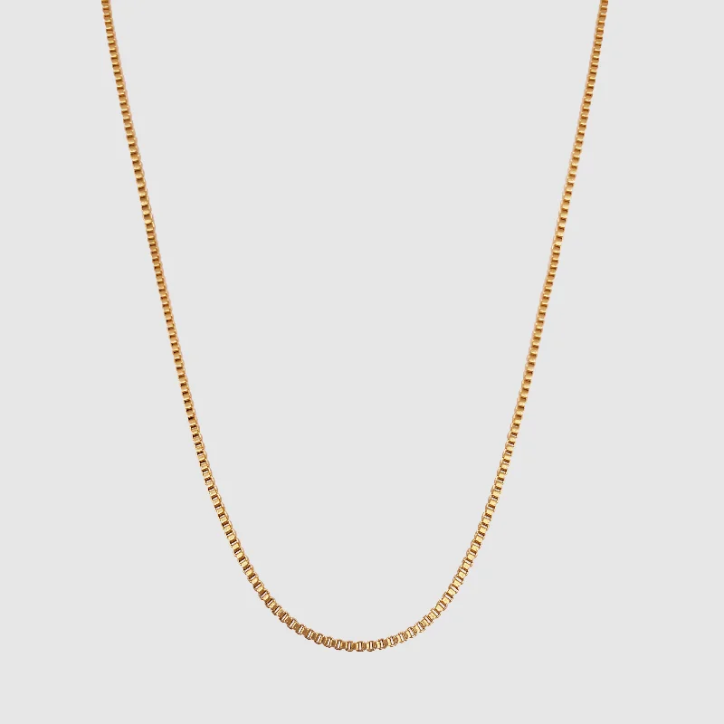 quad-stone drop necklace-Box Chain (Gold) 2mm