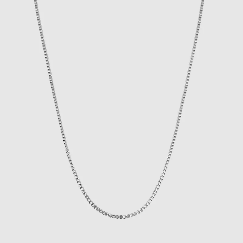 bohemian tribal necklace-Box Chain (Silver) 2mm