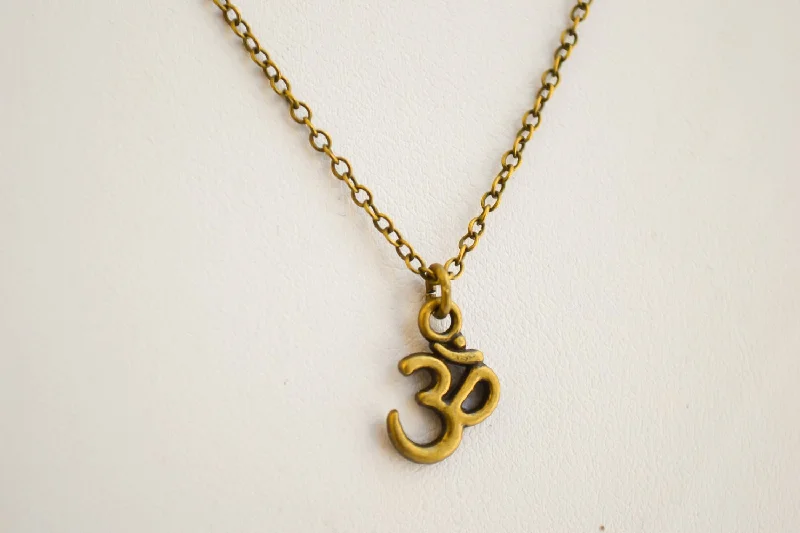 minimalist crest necklace-Bronze Om chain necklace for men, yoga necklace for him