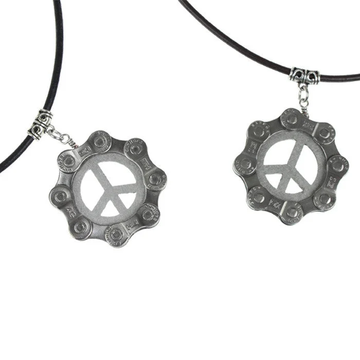 Chain Link Peace Sign Necklace - Wholesale