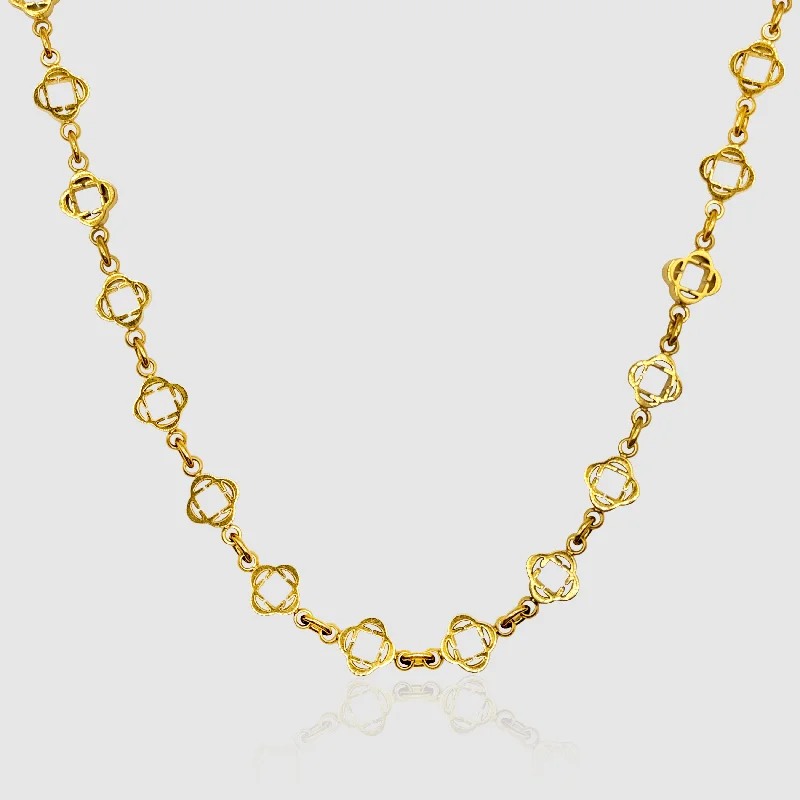 boho-inspired kyanite necklace-Clover Link Necklace (Gold)