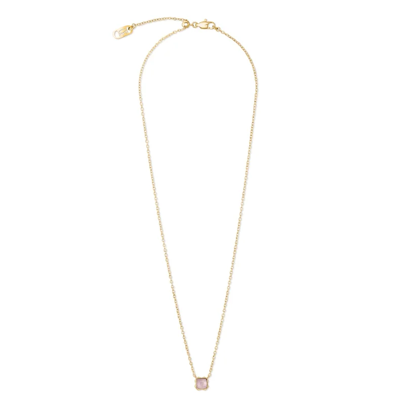 engraved loyalty chain necklace-Coeur De Lion Gold October Birthstone Rose Quartz Necklace