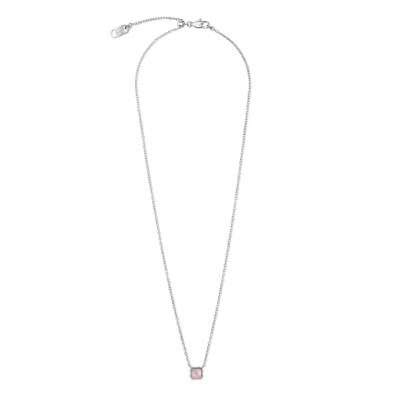 modern sleek crest necklace-Coeur De Lion October Birthstone Rose Quartz Necklace