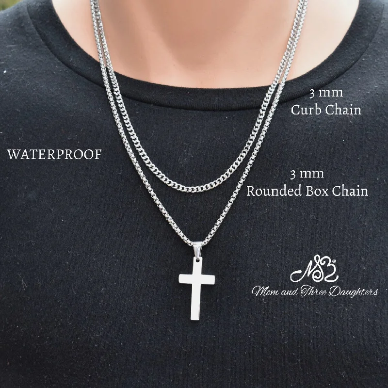 Cross Necklace Set in Stainless Steel. Confirmation Gift. Christian Jewelry