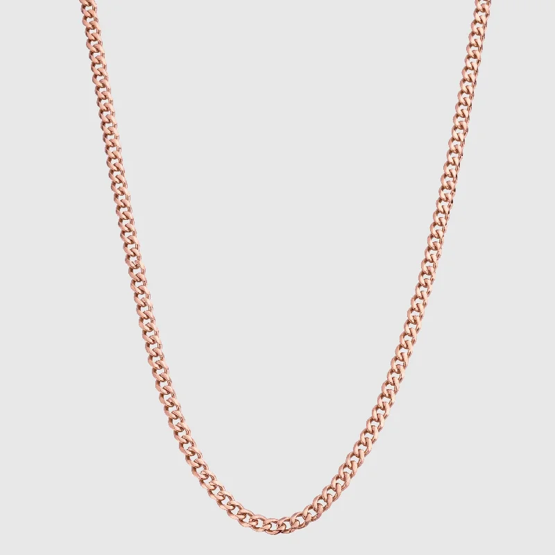 bohemian ridge necklace-Cuban (Rose Gold) 4mm