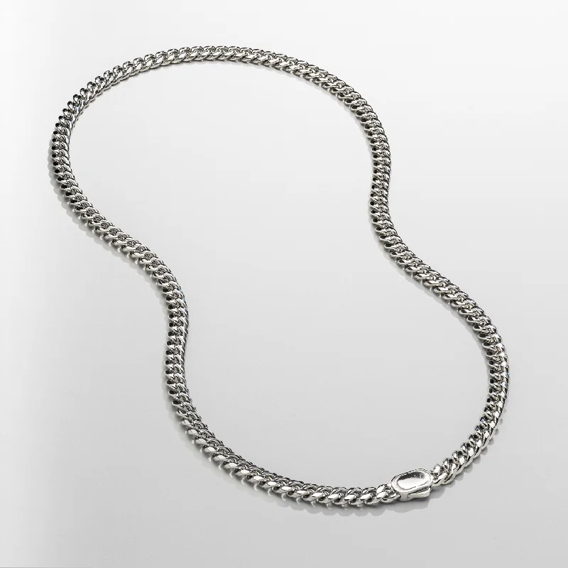 vintage-inspired spinel necklace-Cuban (Silver) 6mm