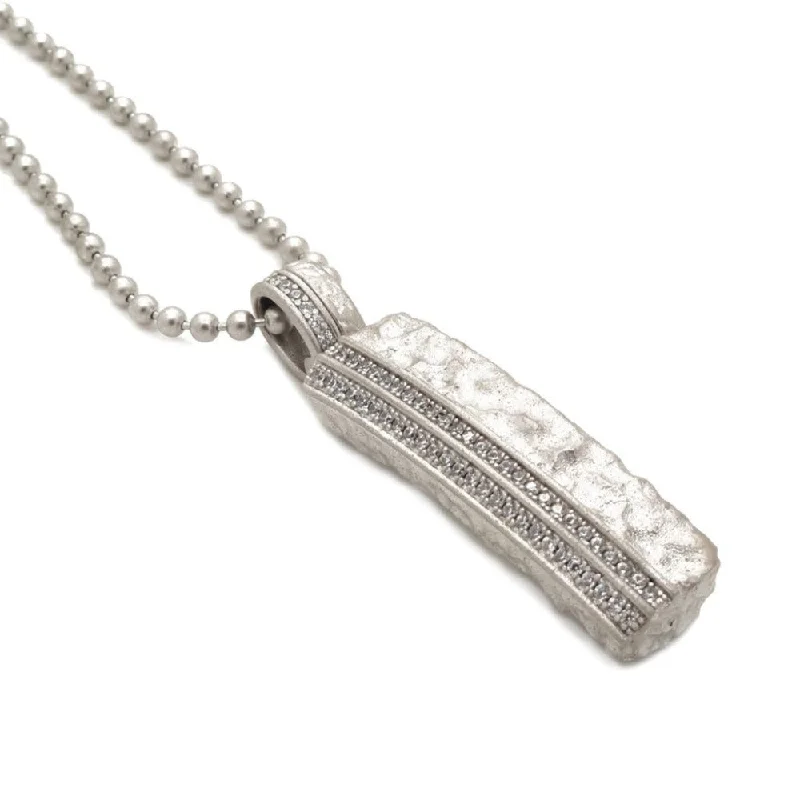 Men's Elegant Hammered Silver Tag Necklace