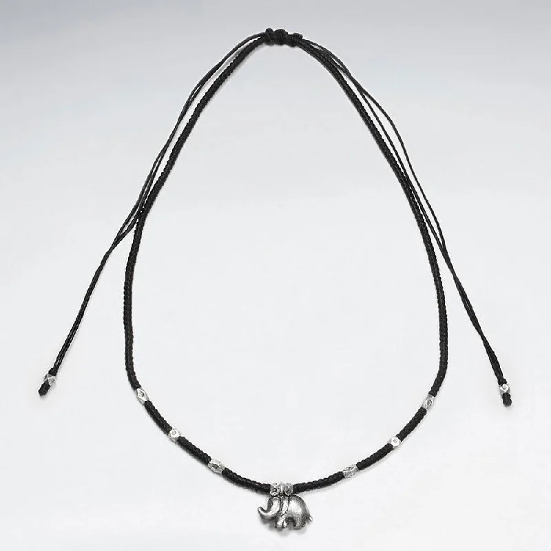 adjustable arch necklace-Elephant Necklace Macrame - Sterling Silver