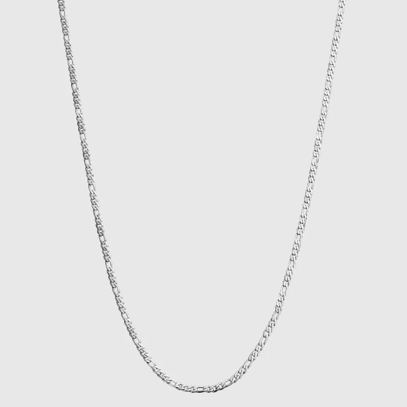 bold emerald ridge necklace-Figaro (Silver) 3mm