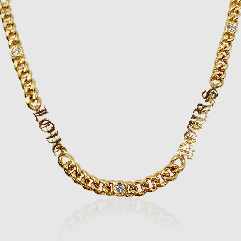 floral-inspired kunzite necklace-Love Yours Cuban (Gold) 5mm