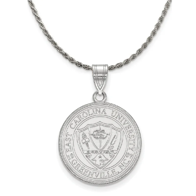 Sterling Silver East Carolina U Large Crest Disc Necklace