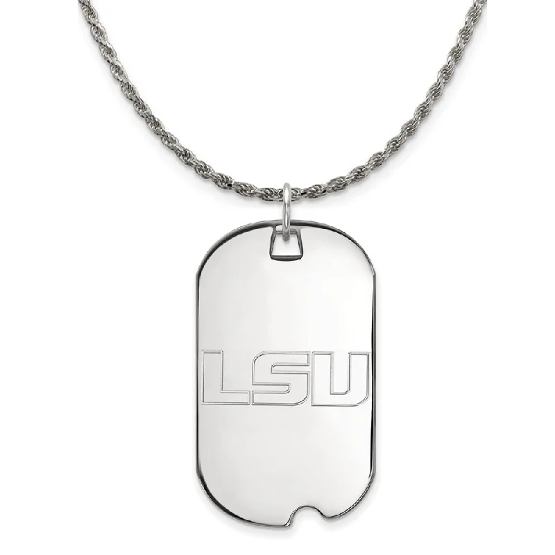 polished gold stack necklace-Sterling Silver Louisiana State Large Dog Tag Necklace