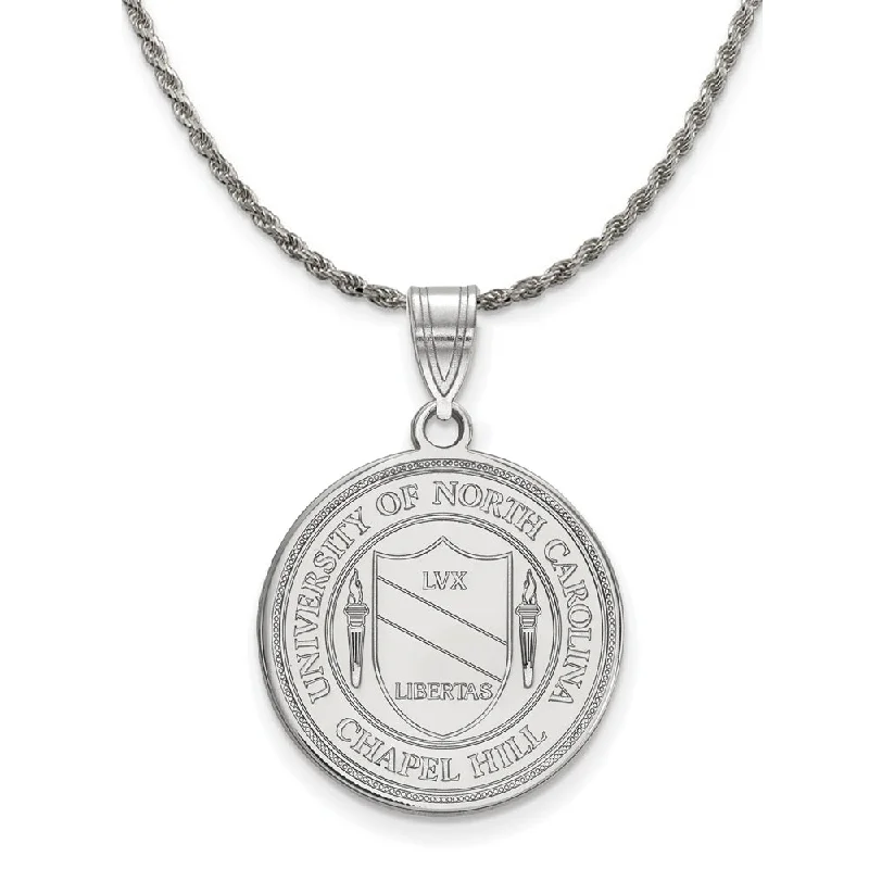 Sterling Silver North Carolina Large Crest Pendant Necklace