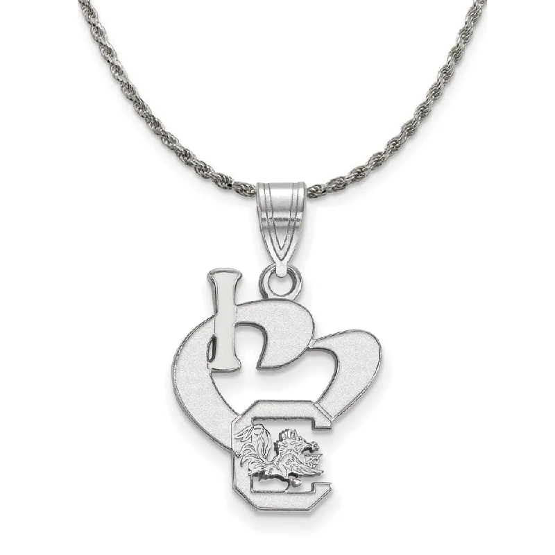 Sterling Silver South Carolina Large I Love Logo Necklace