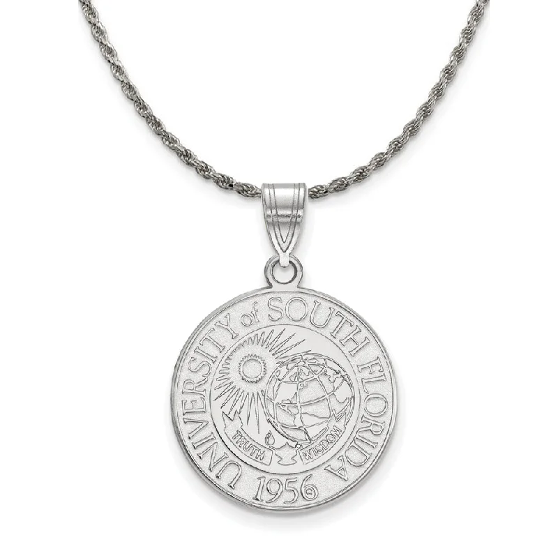 Sterling Silver South Florida Large Crest Pendant Necklace