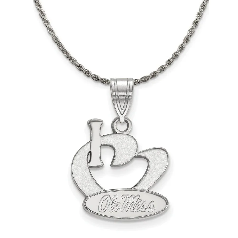 Sterling Silver U. of Mississippi Lg I Love Logo Necklace