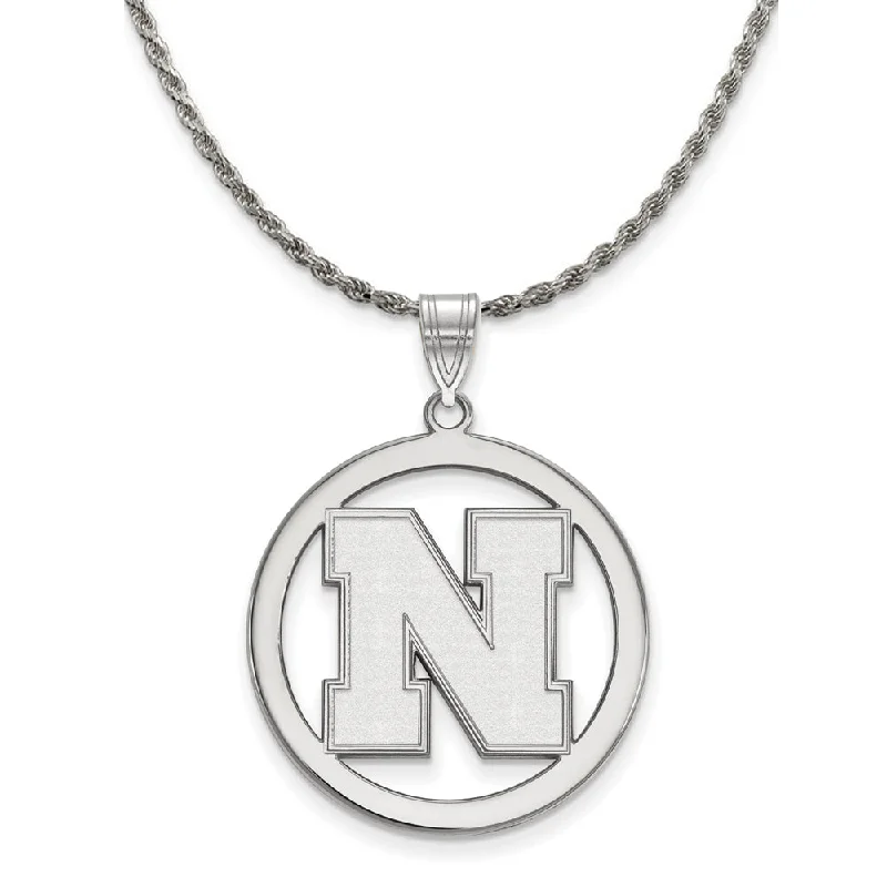 art deco kyanite necklace-Sterling Silver U. of Nebraska Large Initial N Circle Necklace