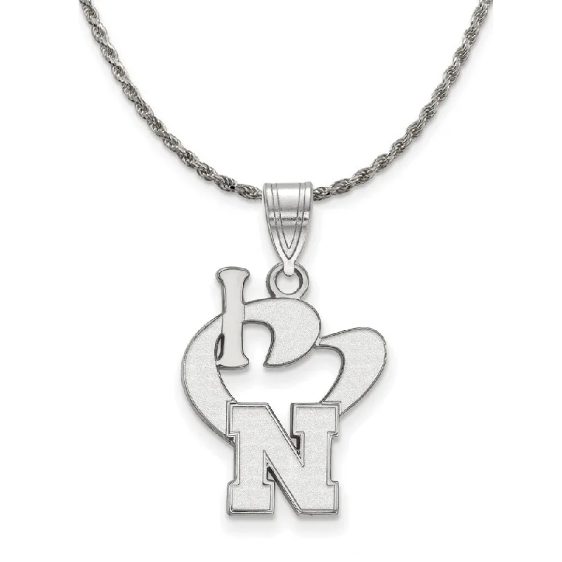 Sterling Silver U. of Nebraska Large I Love Logo Pendant Necklace