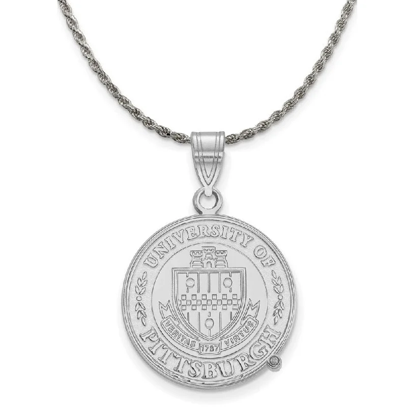 Sterling Silver U. of Pittsburgh Large Crest Disc Necklace