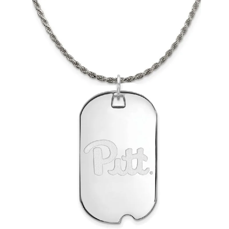 Sterling Silver U. of Pittsburgh Large Dog Tag Necklace