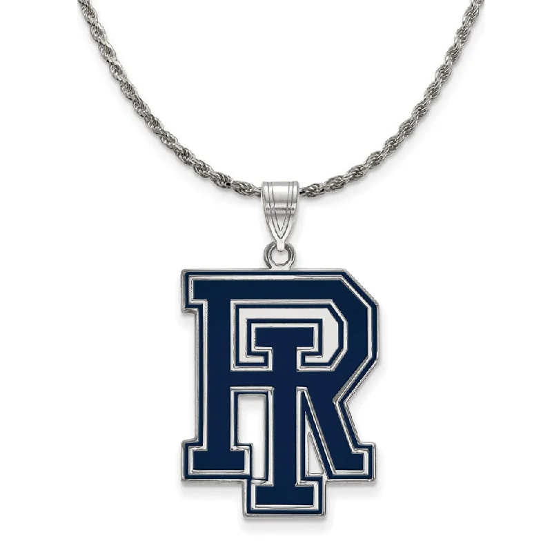 Sterling Silver U. of Rhode Island XL Enamel Pendant Necklace