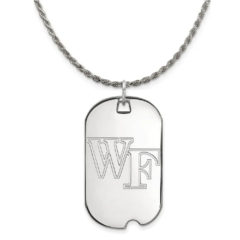 Sterling Silver Wake Forest U. Large Dog Tag Necklace