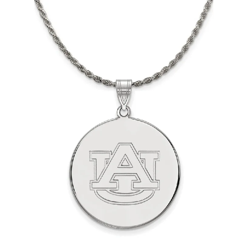 engraved loyalty chain necklace-Sterling Silver Auburn U XL Disc Pendant Necklace