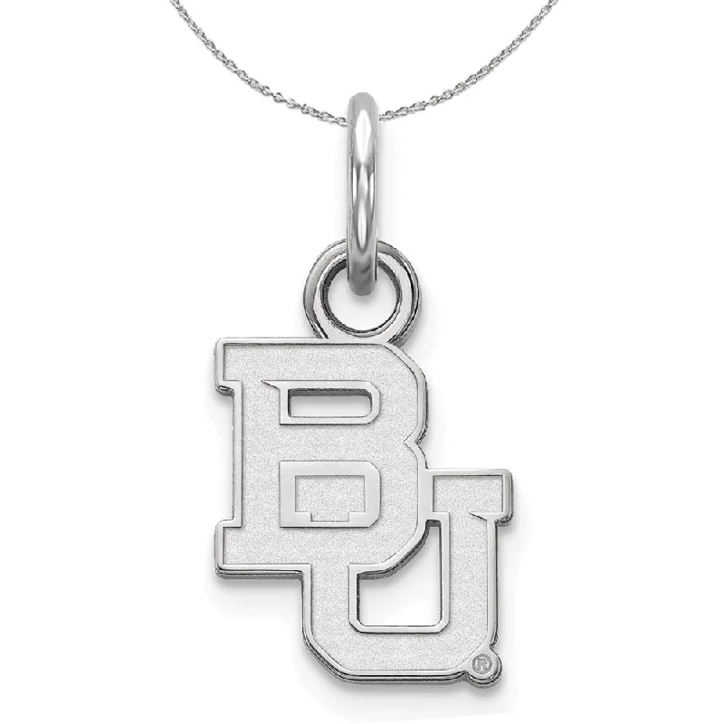 boho-inspired agate necklace-Sterling Silver Baylor U XS (Tiny) Pendant Necklace