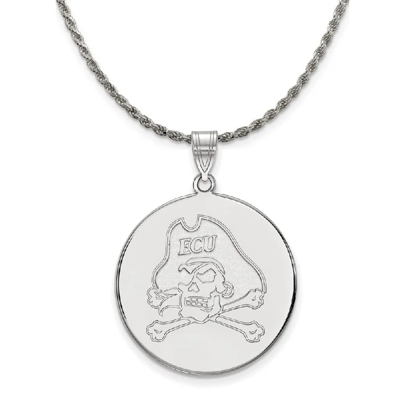 Sterling Silver East Carolina U XL Disc Pendant Necklace