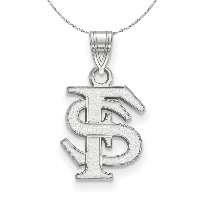 minimalist ridge pendant necklace-Sterling Silver Florida State Small 'FS' Necklace