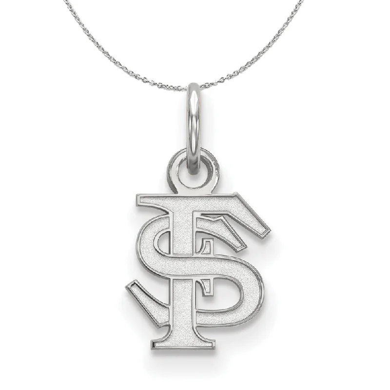 Sterling Silver Florida State XS (Tiny) 'FS' Pendant Necklace