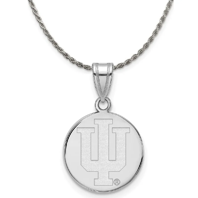 Sterling Silver Indiana U XL Disc Pendant Necklace