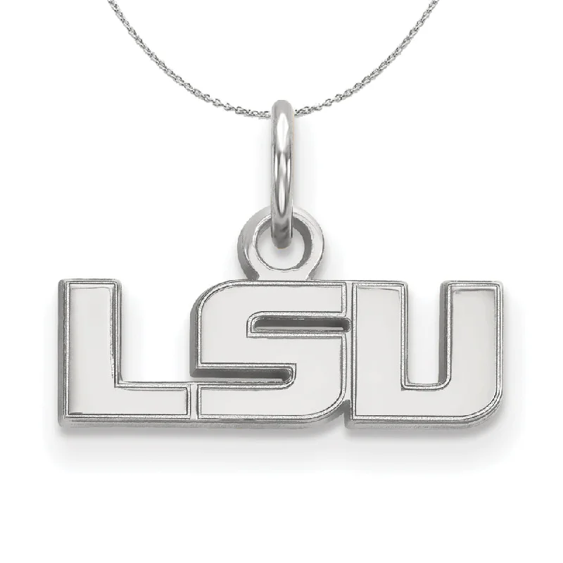 Sterling Silver Louisiana State XS (Tiny) 'LSU' Necklace