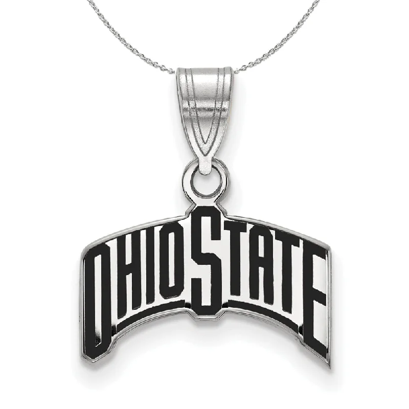 Sterling Silver Ohio State Medium Enamel Pendant Necklace