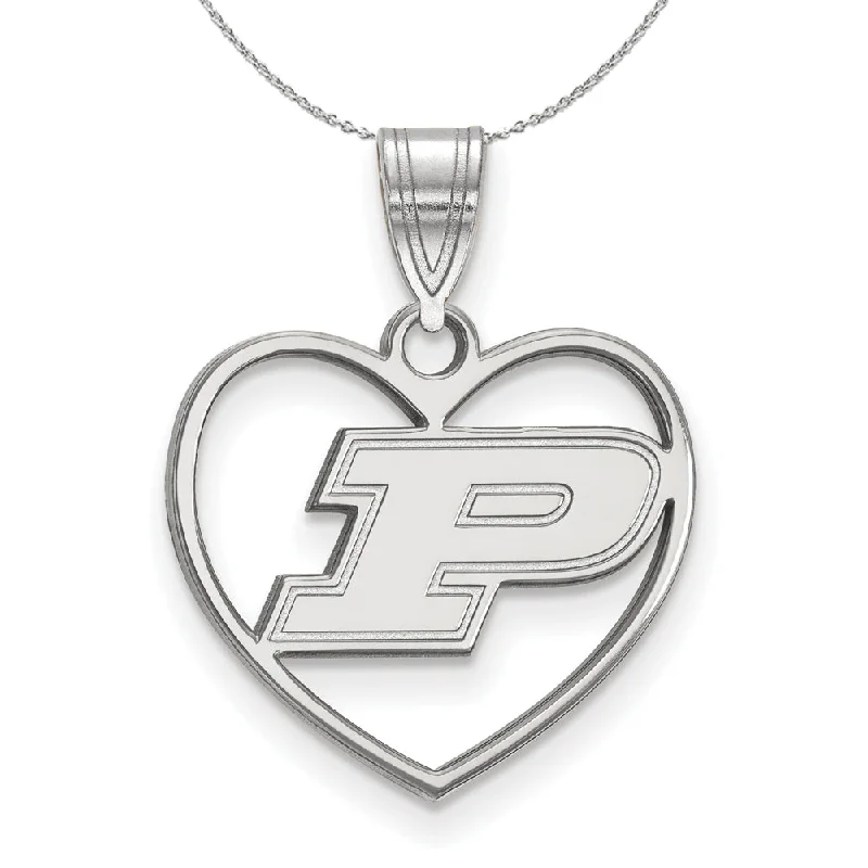 Sterling Silver Purdue Initial P Heart Necklace