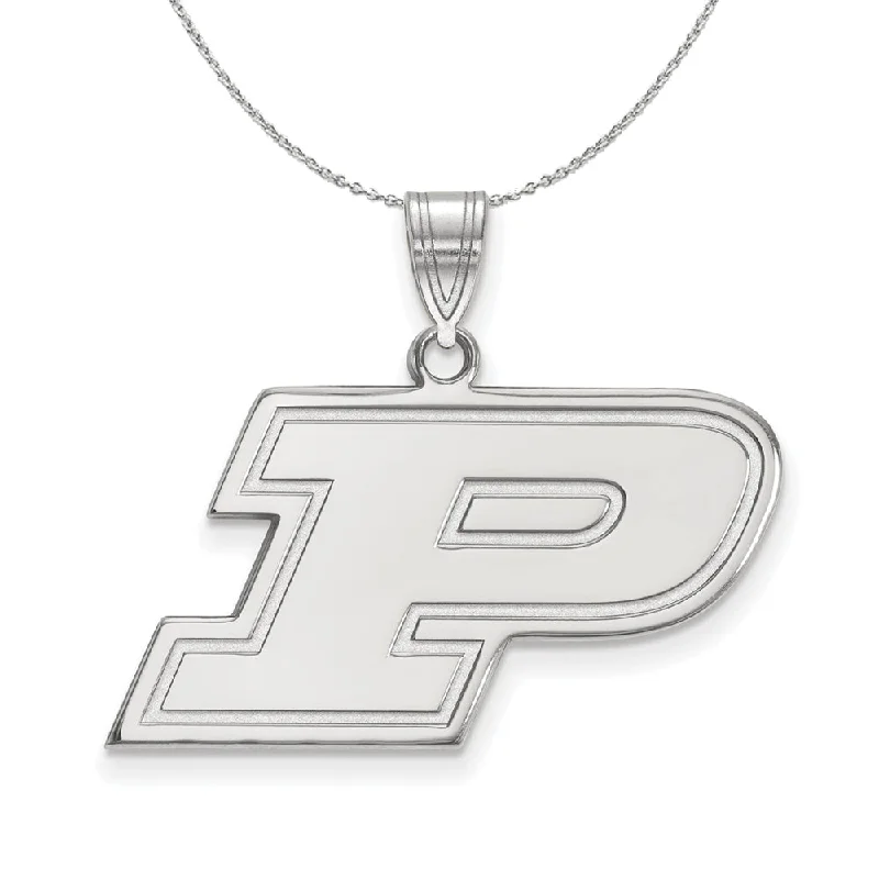 Sterling Silver Purdue Medium Initial P Necklace