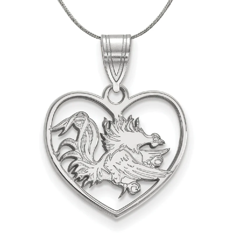 Sterling Silver South Carolina Heart Pendant Necklace