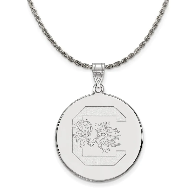 Sterling Silver South Carolina XL Disc Pendant Necklace