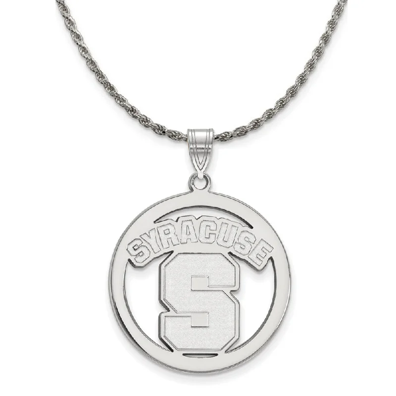 Sterling Silver Syracuse U. Large Circle Pendant Necklace