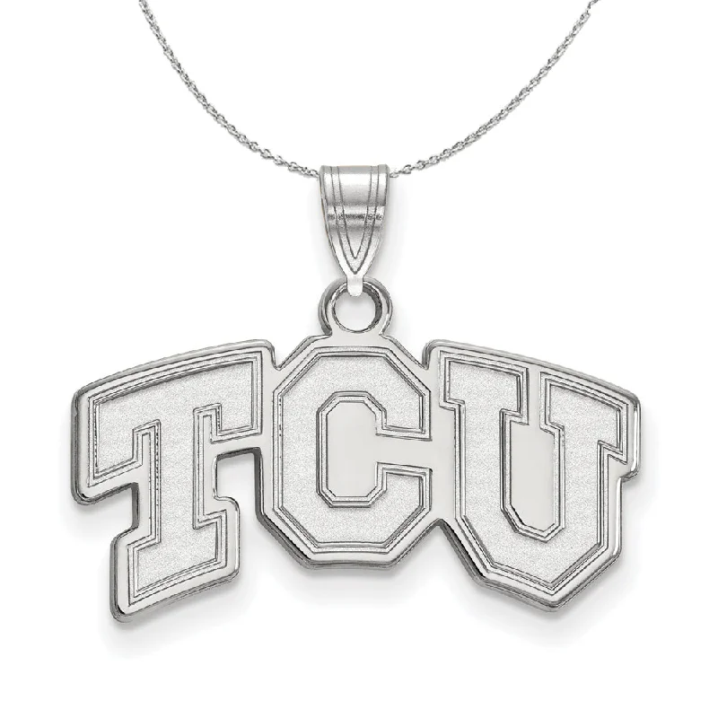 delicate filigree iolite necklace-Sterling Silver Texas Christian U. Small 'TCU' Pendant Necklace