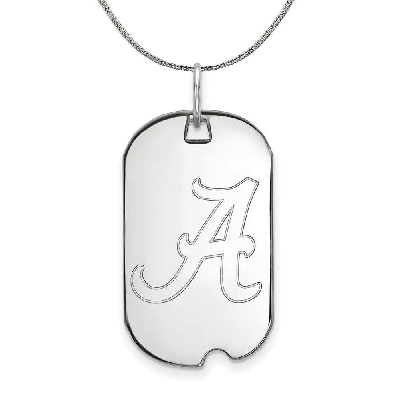 boho-inspired spinel necklace-Sterling Silver U. of Alabama Initial A Dog Tag Pendant Necklace