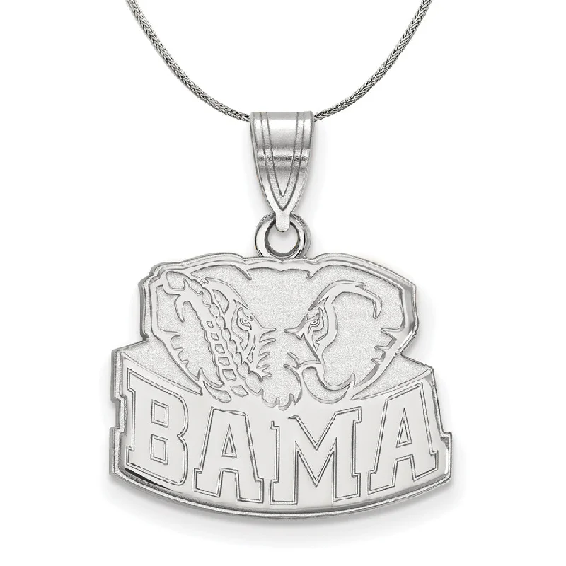 nature-themed crest necklace-Sterling Silver U. of Alabama Medium Pendant Necklace