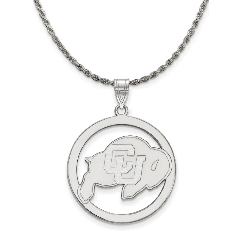 Sterling Silver U. of Colorado Large Circle Pendant Necklace