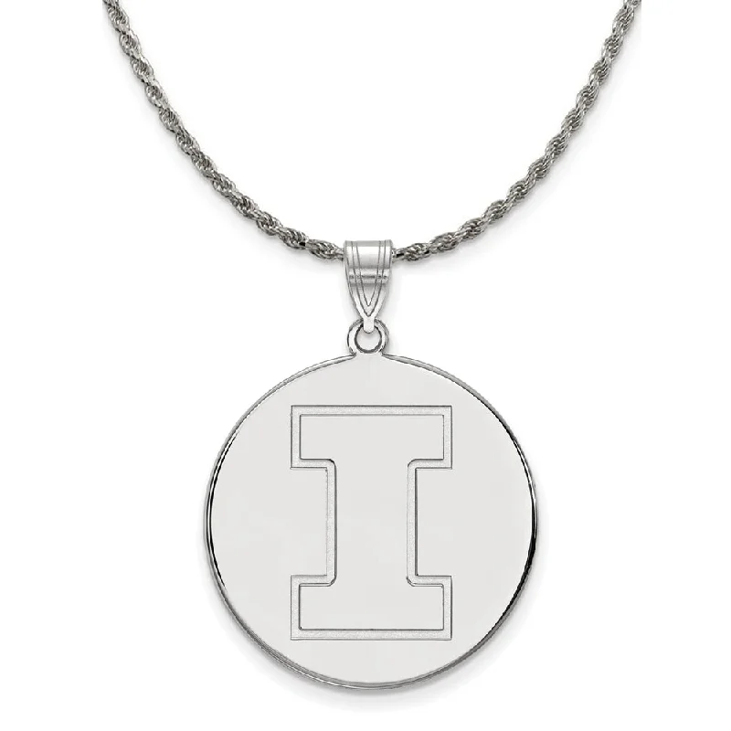 Sterling Silver U. of Illinois XL Initial I Disc Necklace