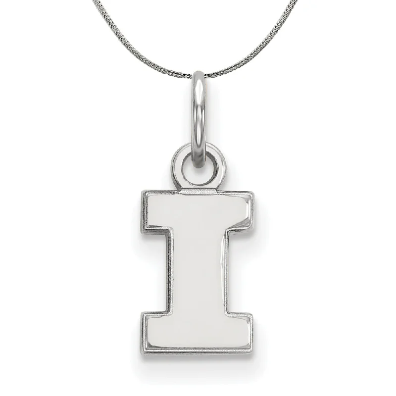 Sterling Silver U. of Illinois XS (Tiny) Initial I Necklace