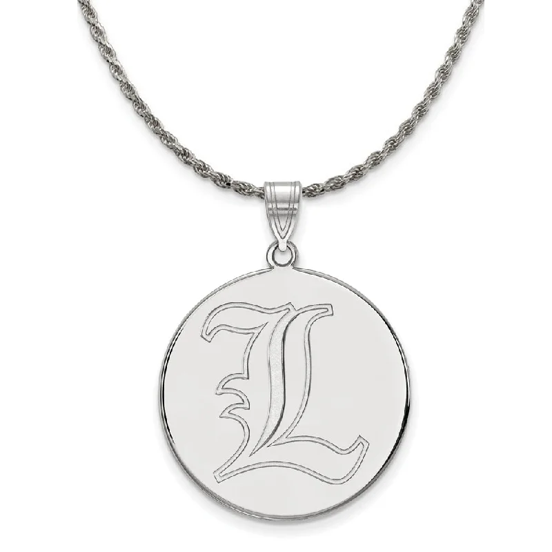 Sterling Silver U. of Louisville XL Disc Pendant Necklace