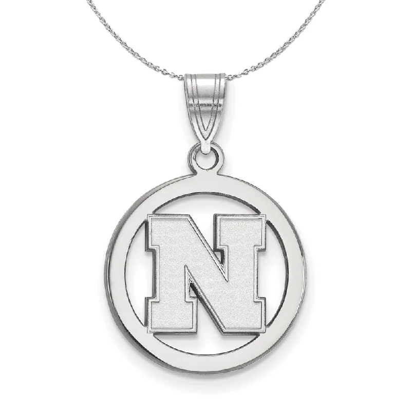 adjustable peak necklace-Sterling Silver U. of Nebraska Small Initial N CircleNecklace