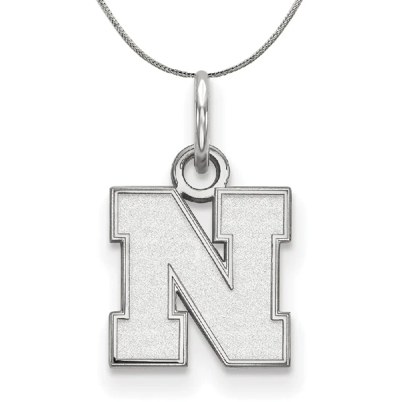 Sterling Silver U. of Nebraska XS (Tiny) Initial N Necklace