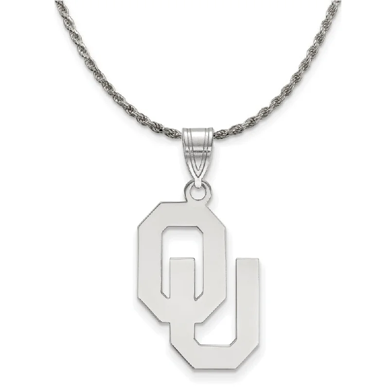 Sterling Silver U. of Oklahoma Large Pendant Necklace